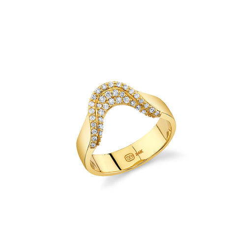 Gold & Diamond Curved Pave Ring