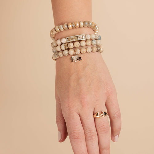 Gold & Diamond Plumeria Rondelle on African Opal