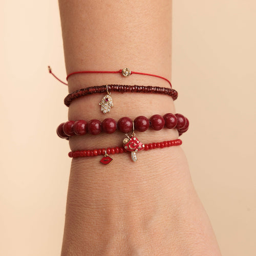 Gold & Diamond Rose Cord Bracelet