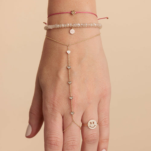 Gold & Diamond Plumeria Cord Bracelet