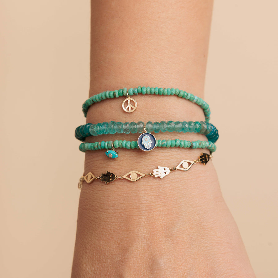 Gold & Diamond Tiny Carved Turquoise Eye on Turquoise - Sydney Evan Fine Jewelry