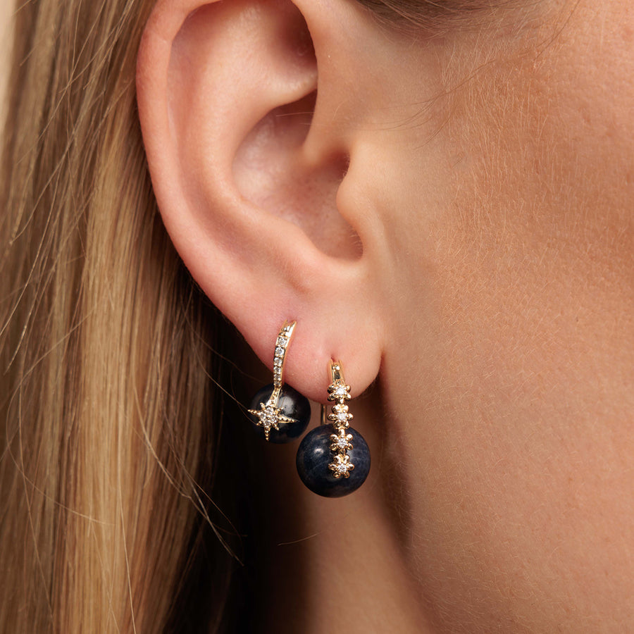Gold & Diamond Tiny Daisy Sapphire Earrings - Sydney Evan Fine Jewelry