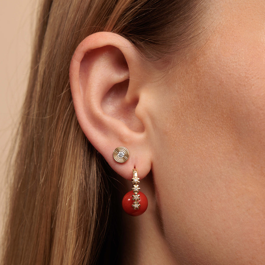 Gold & Diamond Tiny Daisy Coral Earrings - Sydney Evan Fine Jewelry