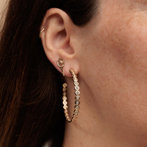 Gold & Diamond Fluted Extra Large Hoops