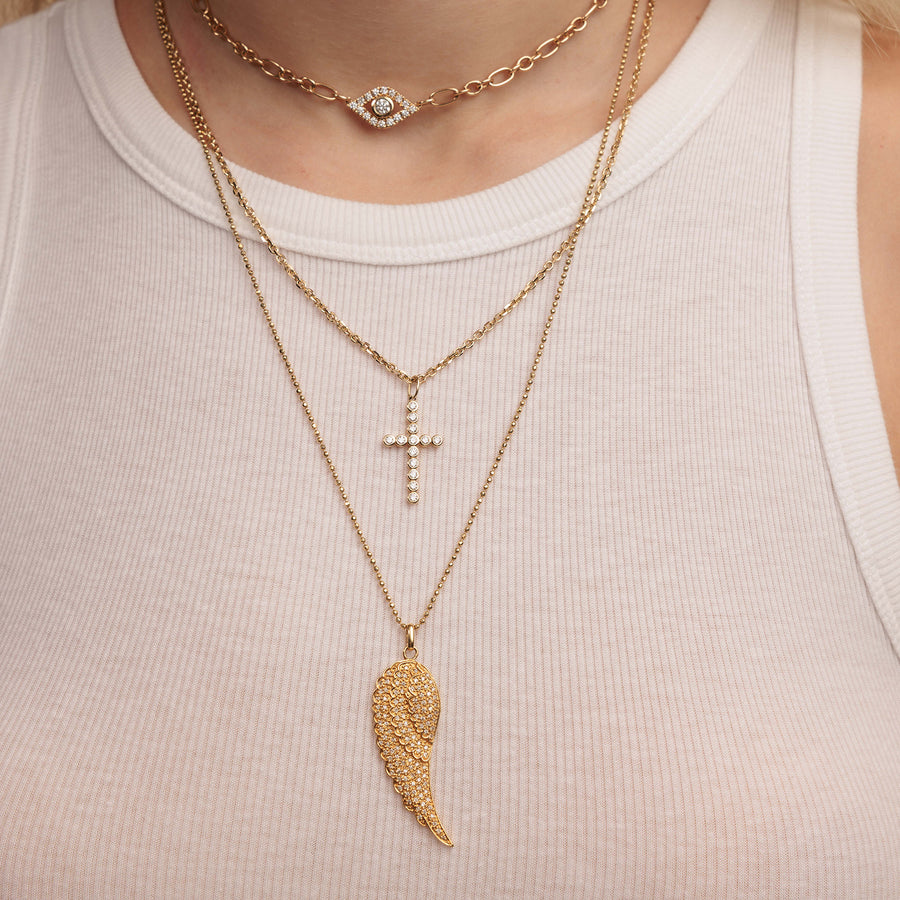 Gold & Diamond Bezel Cross Charm - Sydney Evan Fine Jewelry
