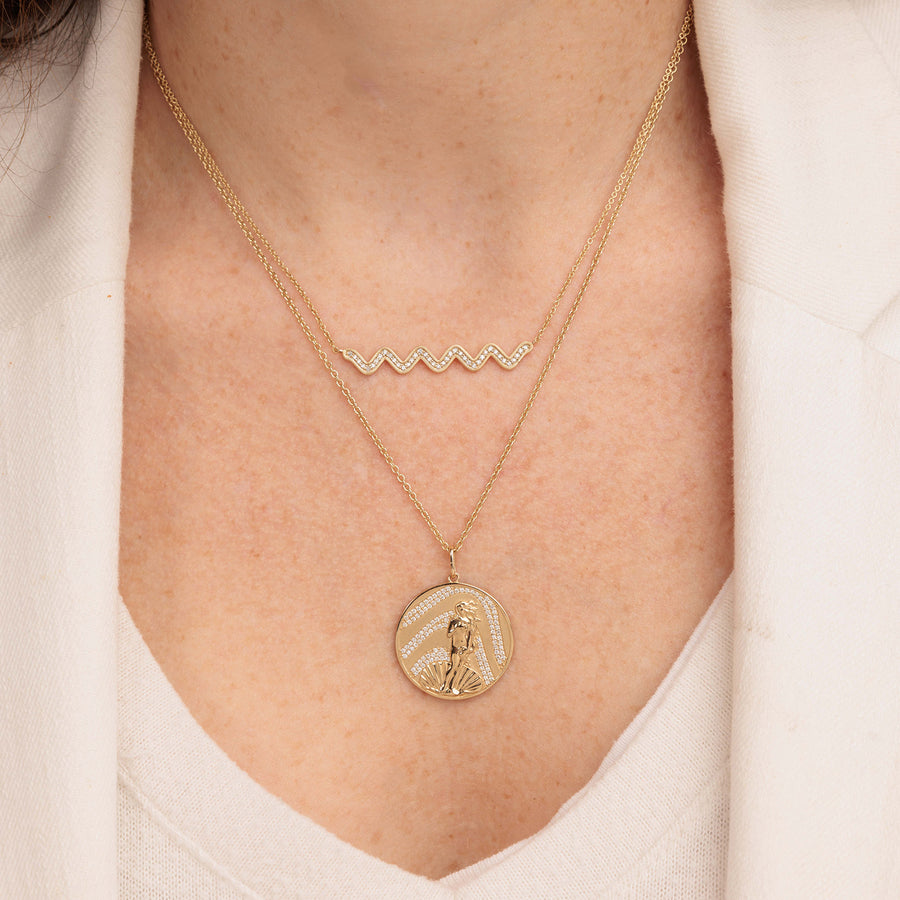 Gold & Diamond Birth of Venus Coin Charm - Sydney Evan Fine Jewelry