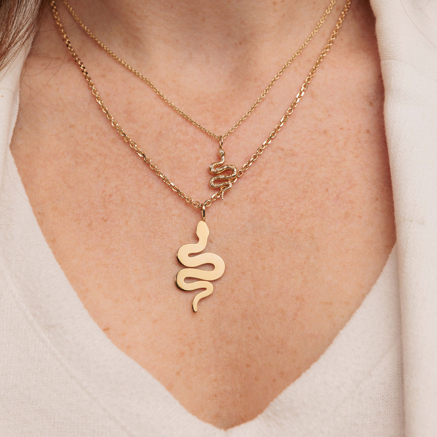 Gold & Diamond Etched Snake Charm - Sydney Evan Fine Jewelry