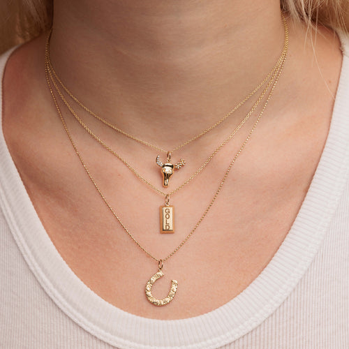 Gold & Diamond Cow Skull Charm