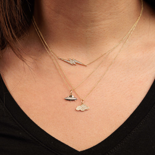 Gold & Diamond Large Flying Saucer Charm