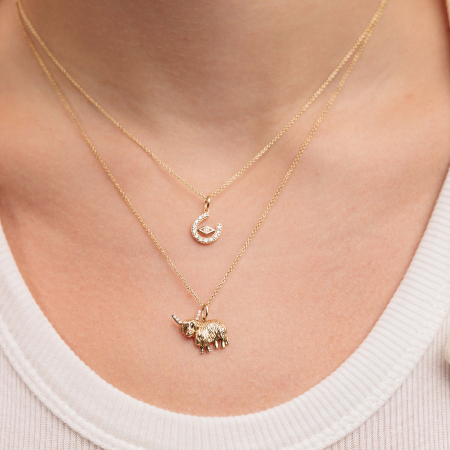 Gold & Diamond Highland Cow Charm - Sydney Evan Fine Jewelry