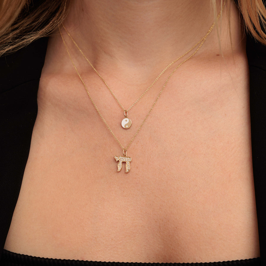 Gold & Diamond Large Chai Charm - Sydney Evan Fine Jewelry