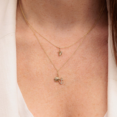 Gold & Diamond Anchor Shell Cluster Charm
