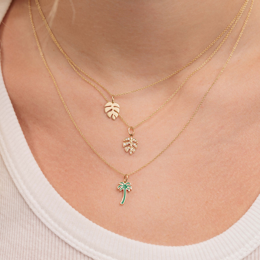 Gold Small Monstera Leaf Charm - Sydney Evan Fine Jewelry