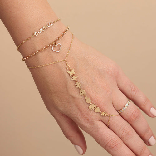 Gold & Diamond Open Heart Bracelet