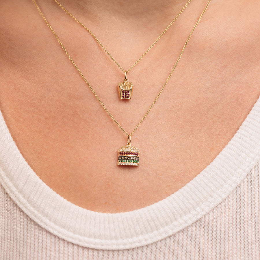 Gold & Diamond Burger Charm - Sydney Evan Fine Jewelry