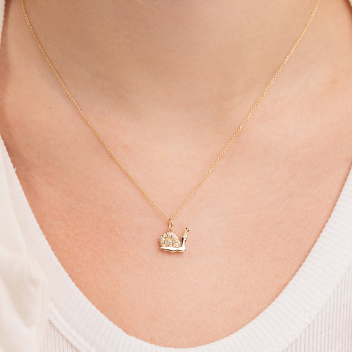 Gold & Diamond Snail Charm