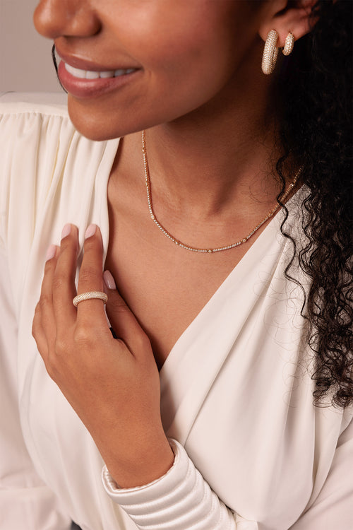 Gold & Diamond Marquise Eye Tennis Necklace