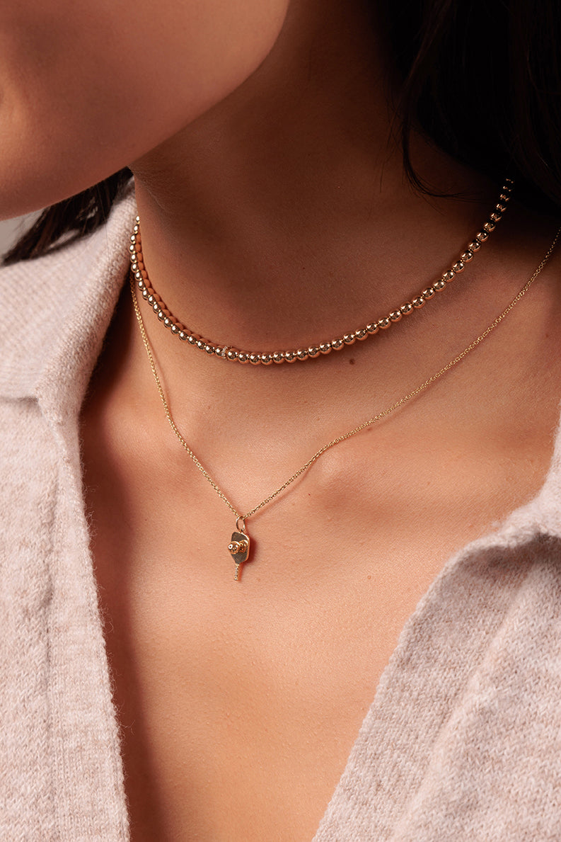 Gold & Diamond Pickleball Charm - Sydney Evan Fine Jewelry