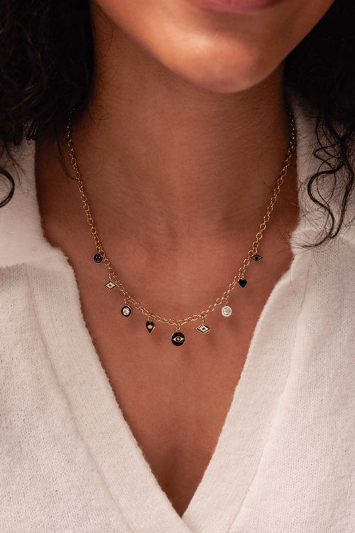 Gold & Diamond Jet Set Multi-Charm Necklace