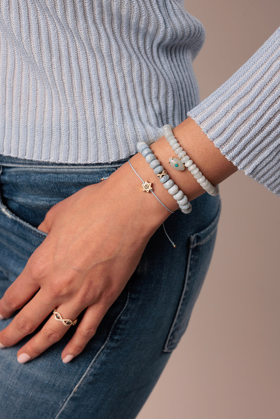 Gold & Diamond Star Of David Cord Bracelet - Sydney Evan Fine Jewelry