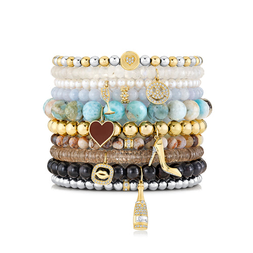 Gold & Enamel Heart on Larimar