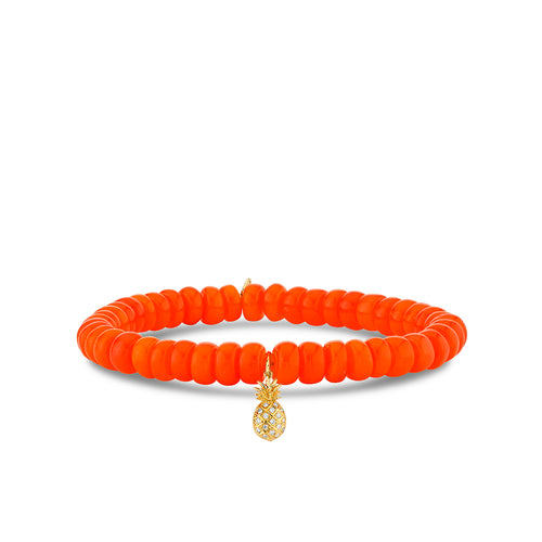 Gold & Diamond Pineapple on Orange Opal