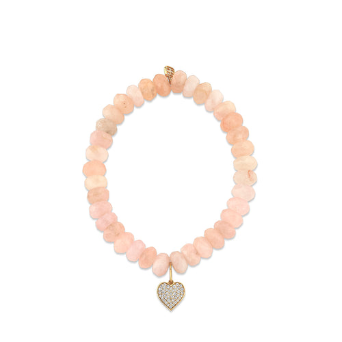 Gold & Diamond Heart on Morganite