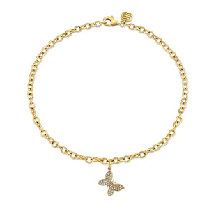 Gold & Diamond Butterfly Anklet - Sydney Evan Fine Jewelry