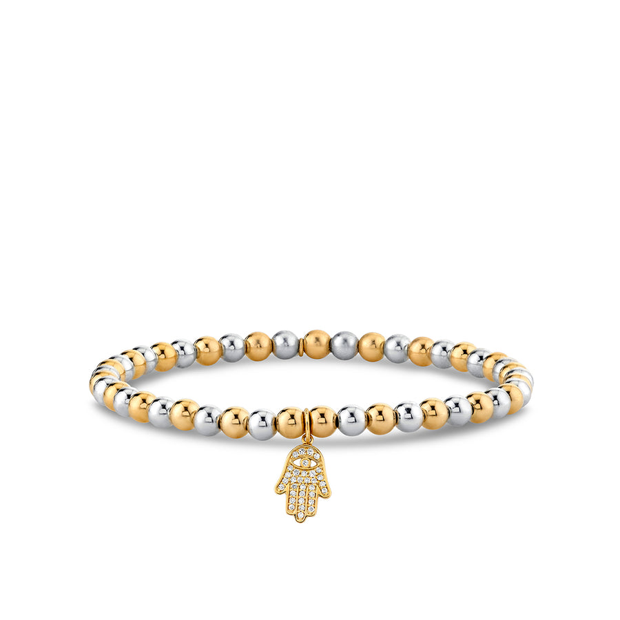 Gold & Diamond Hamsa on Two-Tone Gold Beads - Sydney Evan Fine Jewelry