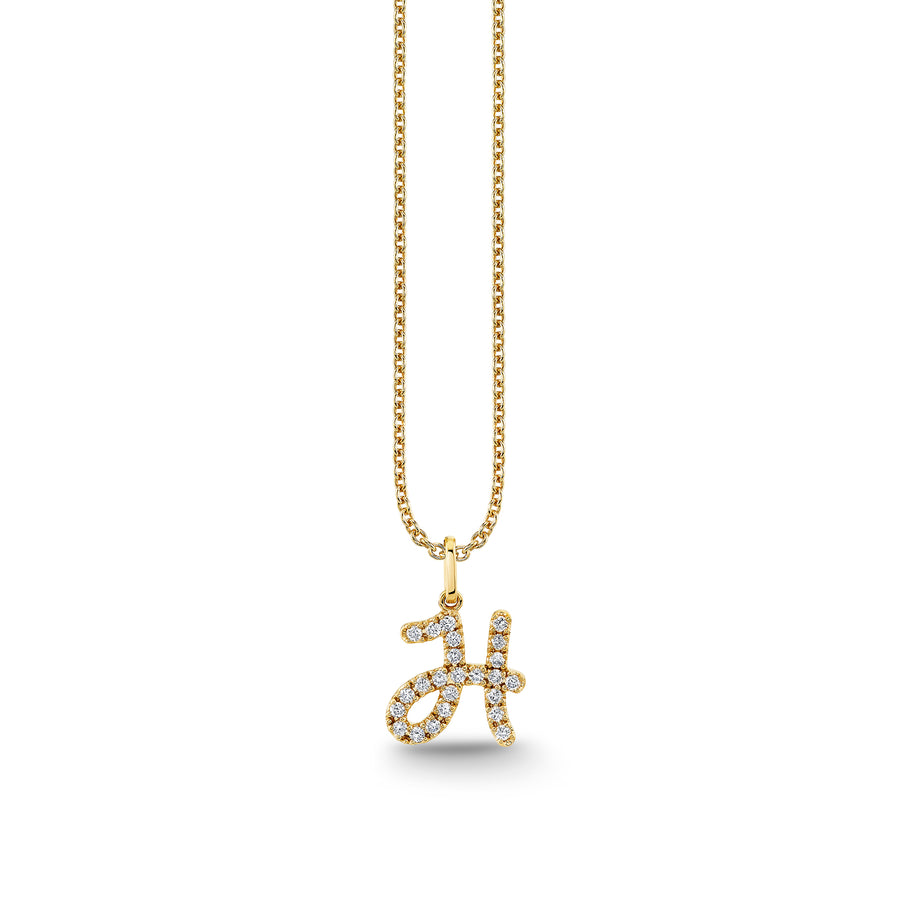 Gold & Diamond Large Initial Charm Necklace - Sydney Evan Fine Jewelry