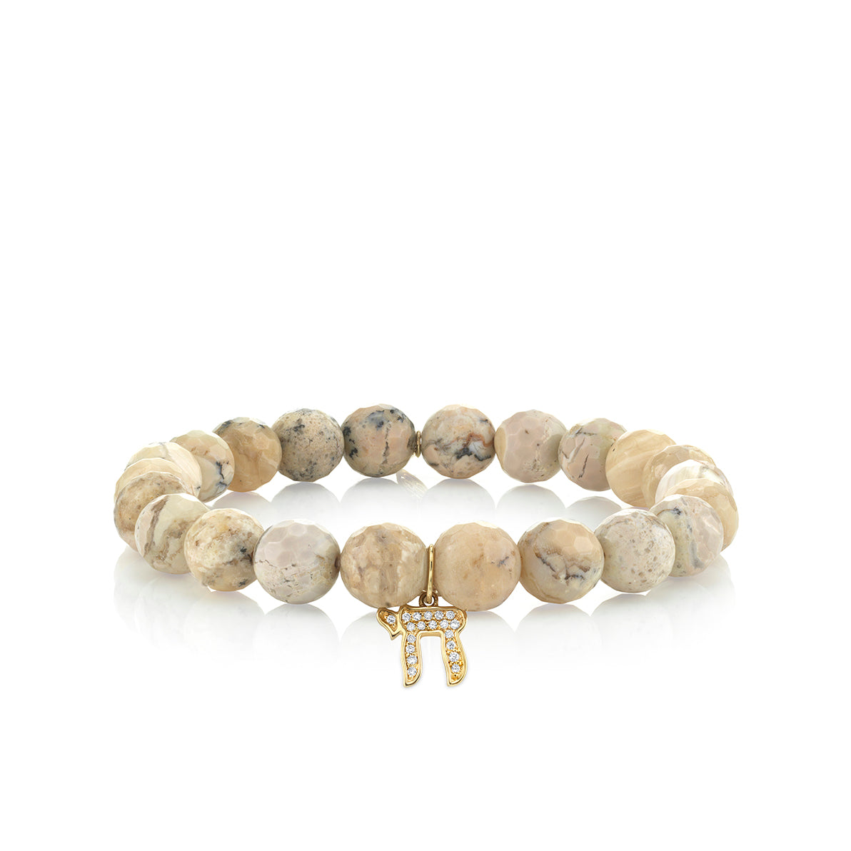 & Diamond Chai Charm on African Opal