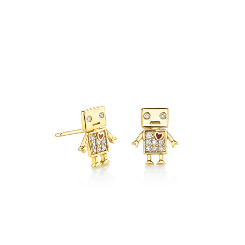 Gold & Diamond Robot Stud