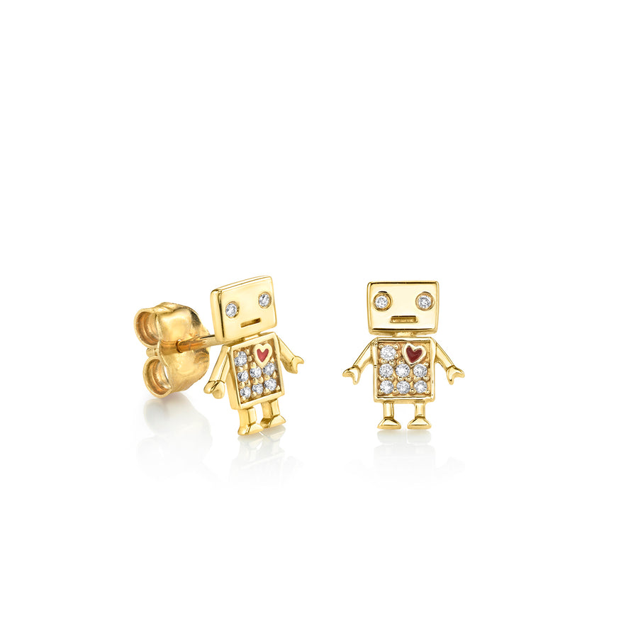 Gold & Diamond Robot Stud - Sydney Evan Fine Jewelry
