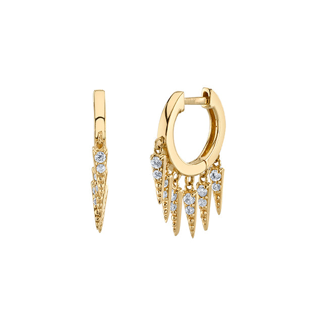Gold & Diamond Large Fringe Huggie Hoops - Sydney Evan Fine Jewelry