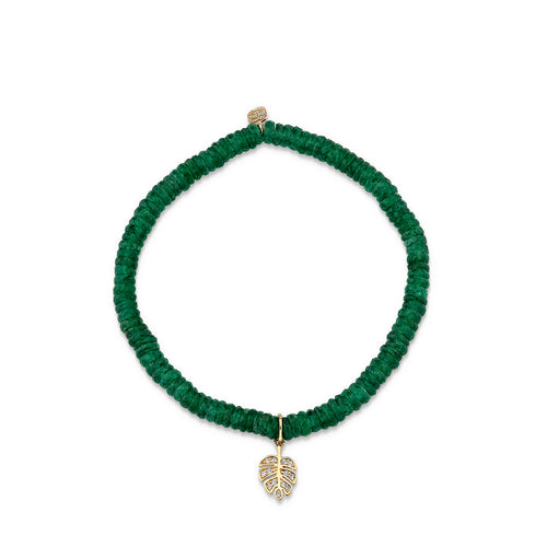 Kids Collection Gold & Diamond Tiny Monstera Leaf on Aventurine