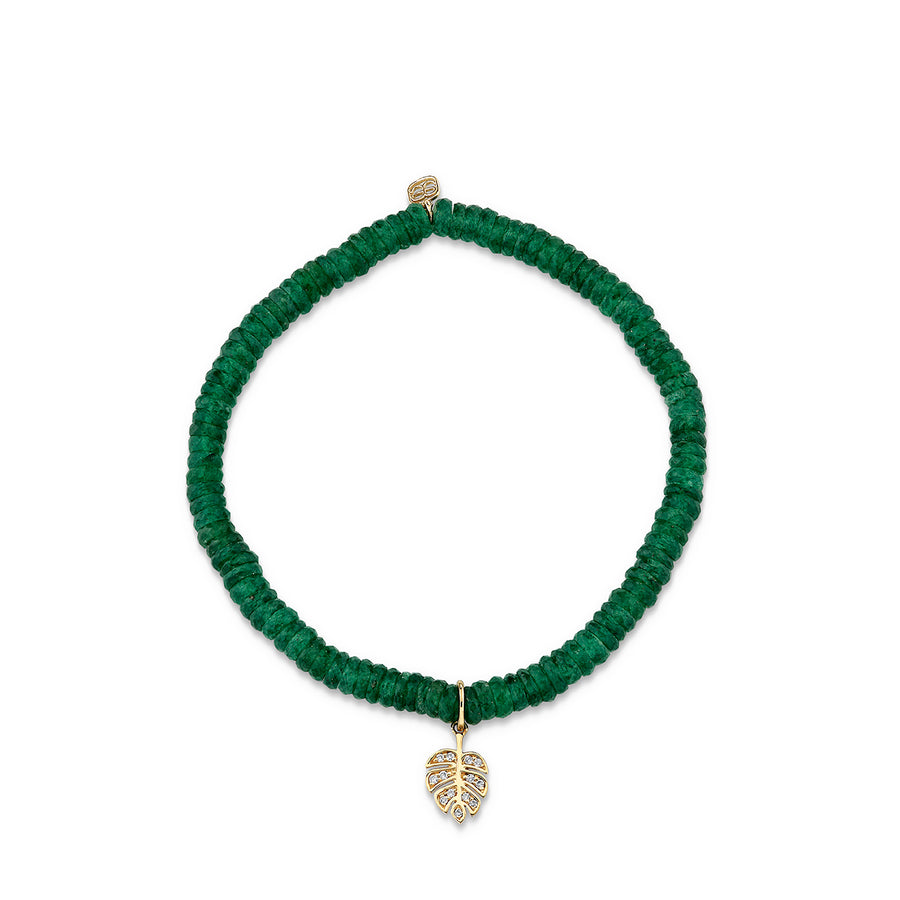 Kids Collection Gold & Diamond Tiny Monstera Leaf on Aventurine - Sydney Evan Fine Jewelry