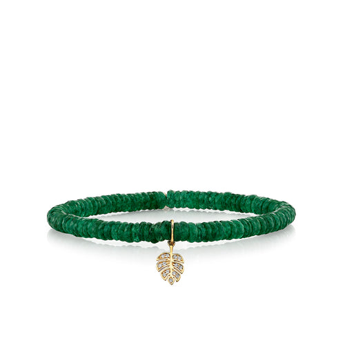 Kids Collection Gold & Diamond Tiny Monstera Leaf on Aventurine