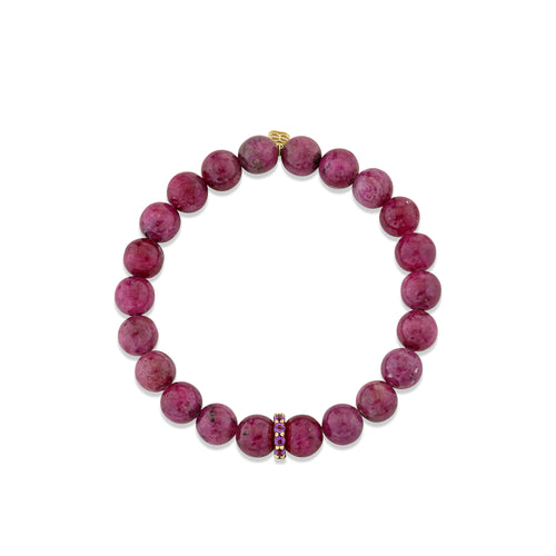 Gold & Amethyst 8mm Large Cocktail Eternity Rondelle on Natural Ruby