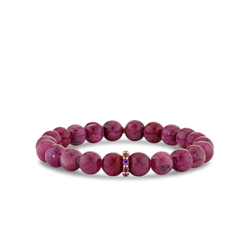 Gold & Amethyst 8mm Large Cocktail Eternity Rondelle on Natural Ruby