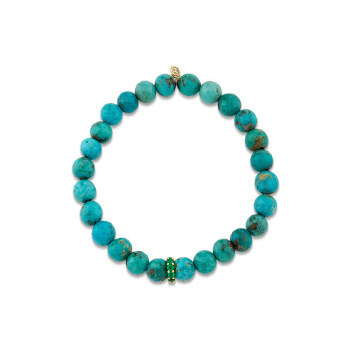 Men's Collection Gold & Emerald Rondelle on Turquoise