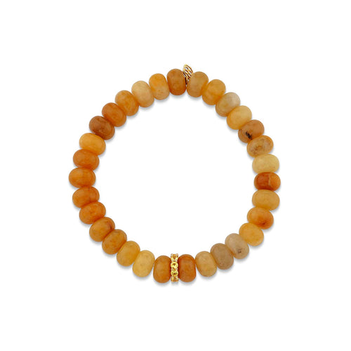 Gold & Sapphire Rondelle on Honey Jade