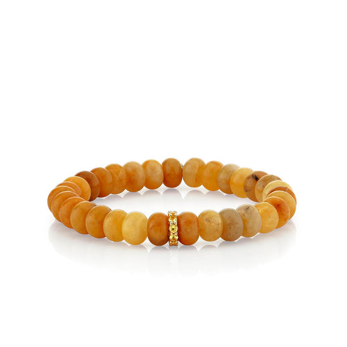 Gold & Sapphire Rondelle on Honey Jade