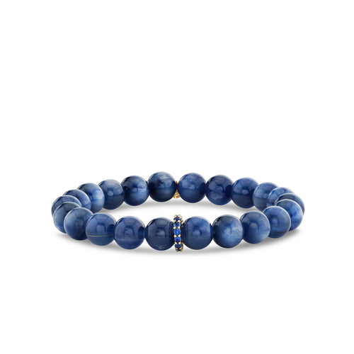 Gold & Sapphire Rondelle on Kyanite