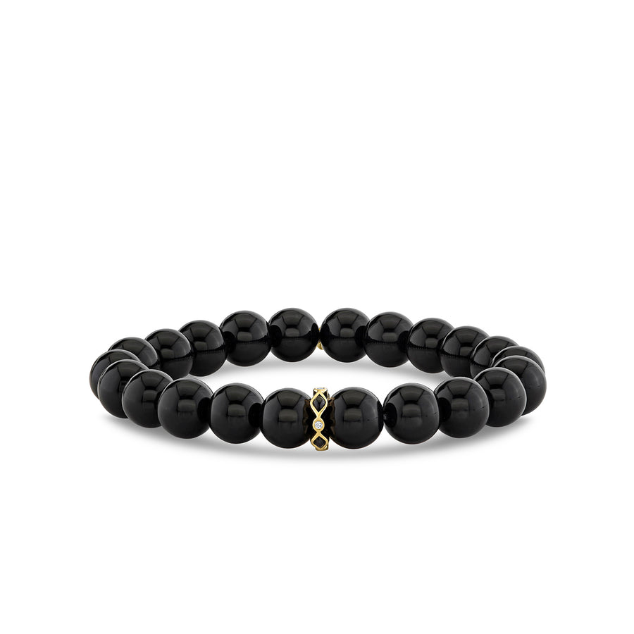 Gold & Diamond 8mm Onyx Bezel Rondelle on Onyx - Sydney Evan Fine Jewelry