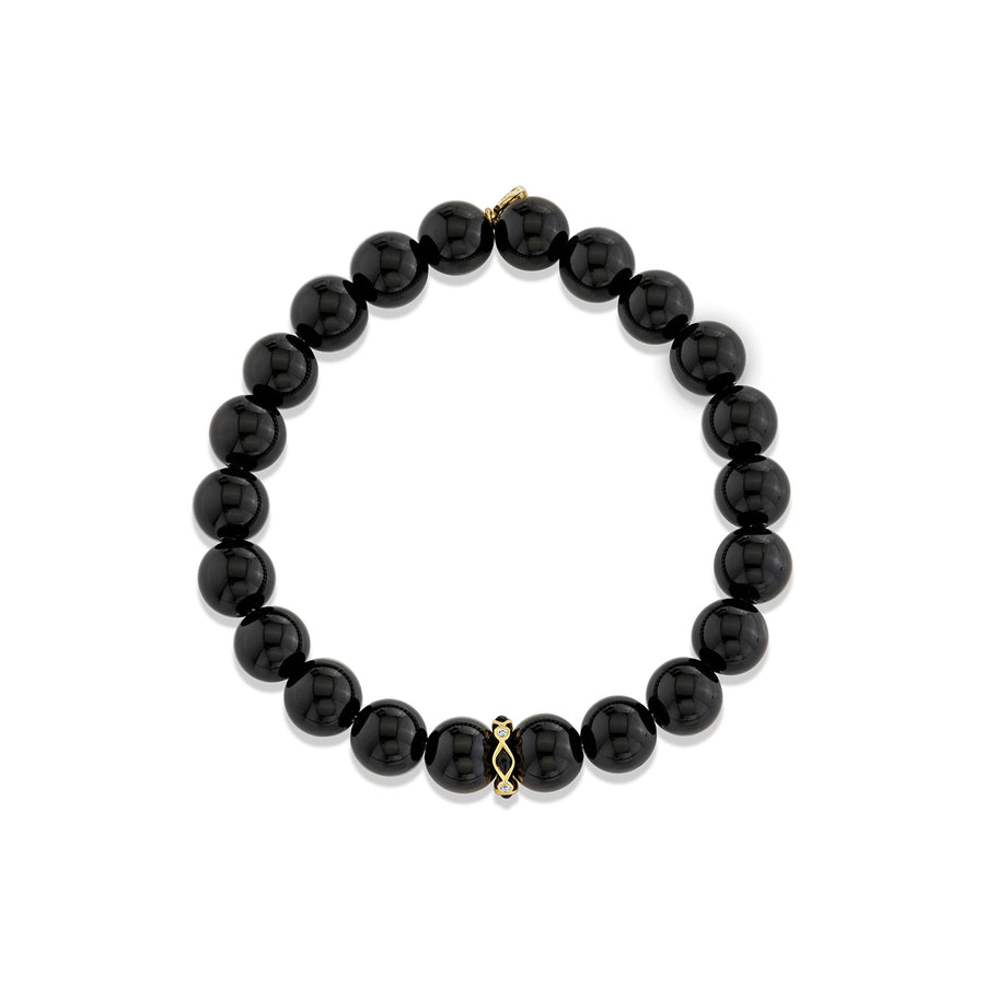 Gold & Diamond 8mm Onyx Bezel Rondelle on Onyx - Sydney Evan Fine Jewelry