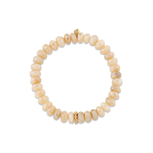 Gold, Diamond & Pink Opal Rondelle on Moonstone