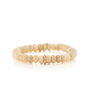 Gold, Diamond & Pink Opal Rondelle on Moonstone - Sydney Evan Fine Jewelry