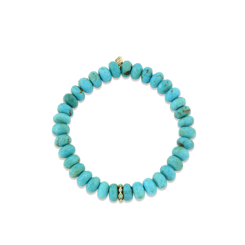 Gold & Diamond Rondelle on Turquoise