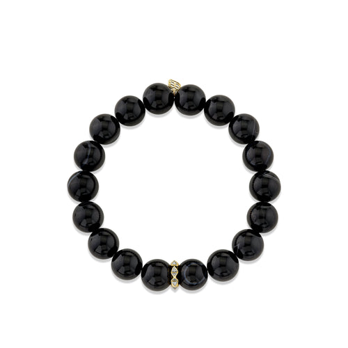 Gold & Diamond Pyramid Eternity Rondelle On Sardonyx