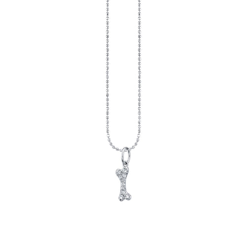 Gold & Diamond Small Dog Bone Charm